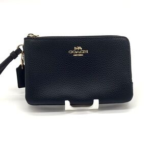 Coach Black Double Corner Zip Wristlet NWOT
